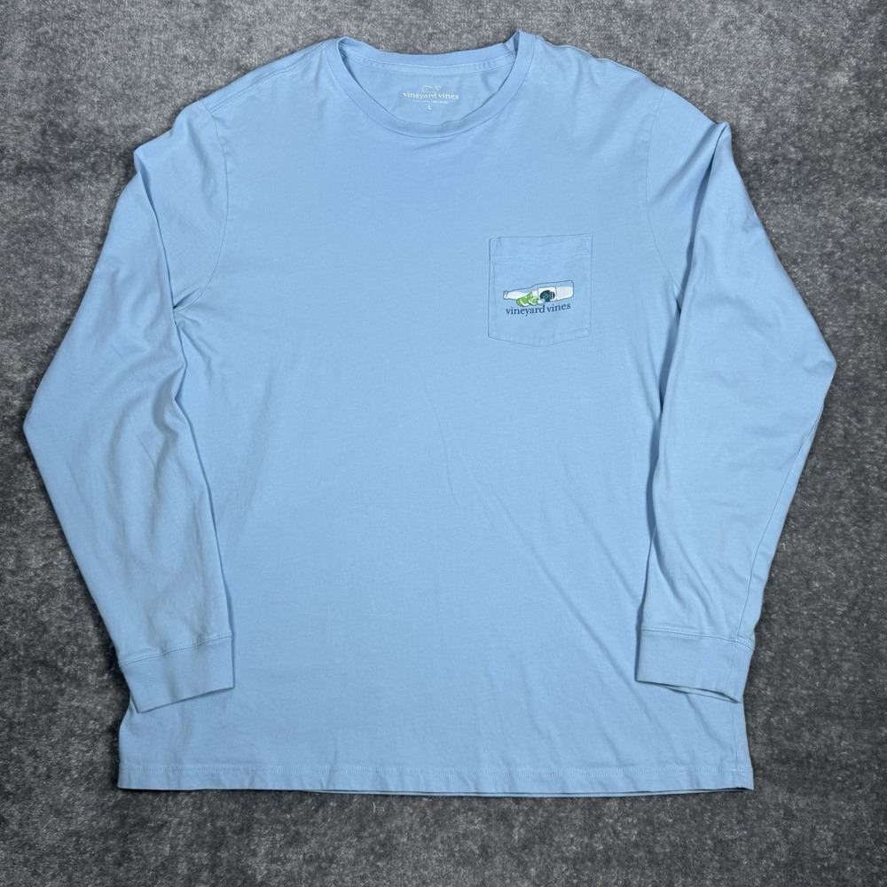 Vineyard Vines Men’s Light Blue Long-Sleeve Pocket Tee